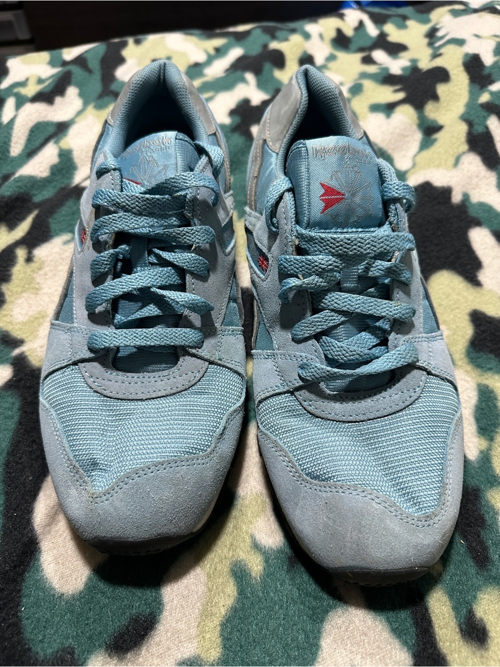 Reebok Men’s Light Blue Suede & Mesh Sneakers